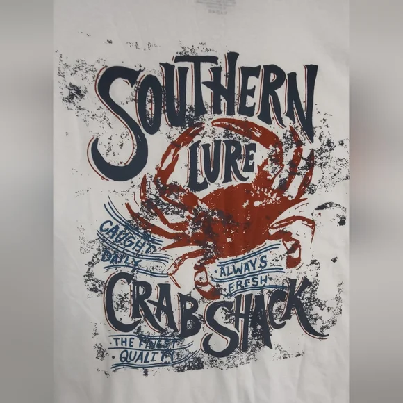 Southern Lure Mens Size Large TShirt Crab Shack Graphic White - Picture 6 of 6